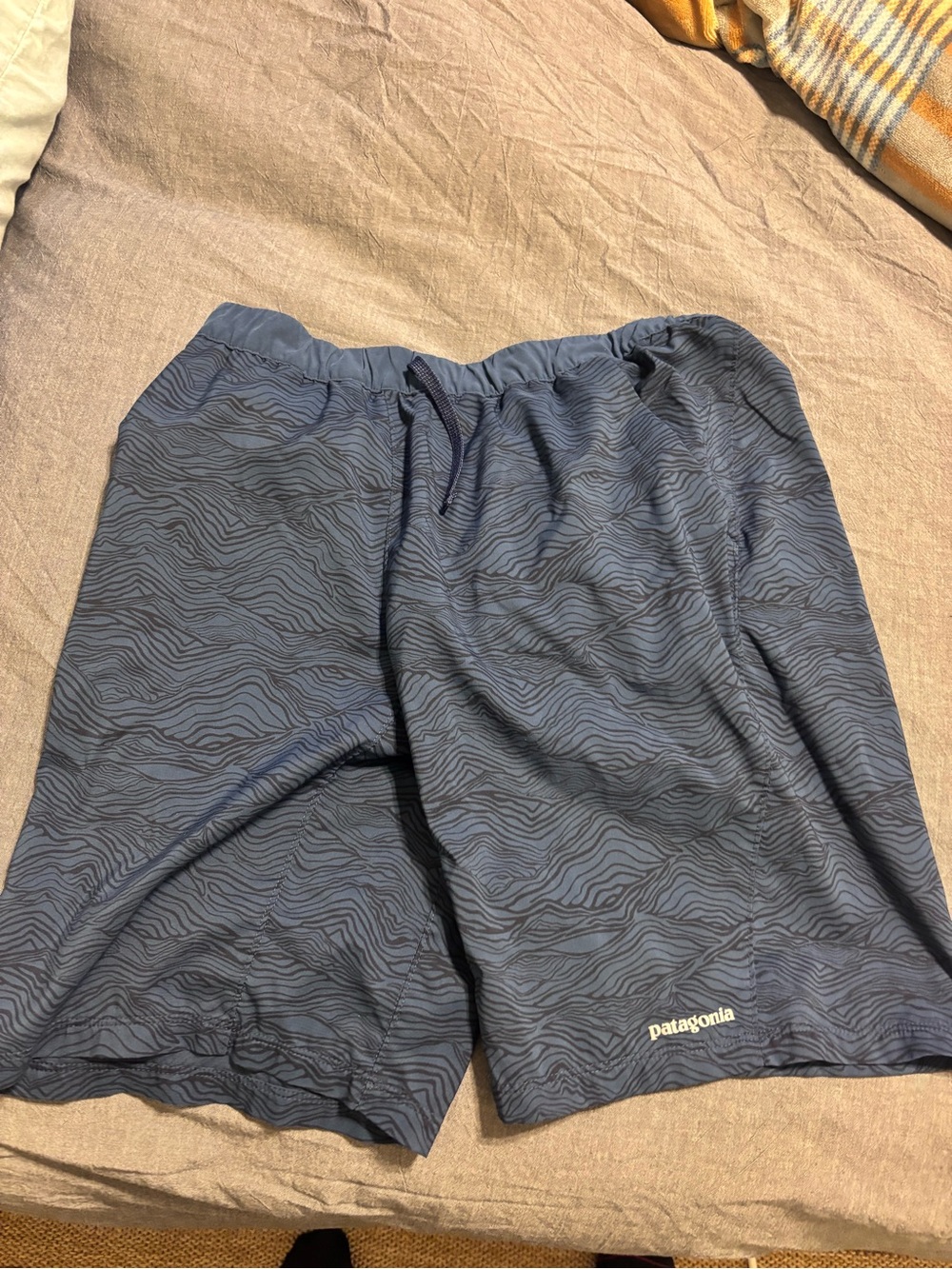Patagonia Men’s Navy Wave-Pattern Athletic Shorts